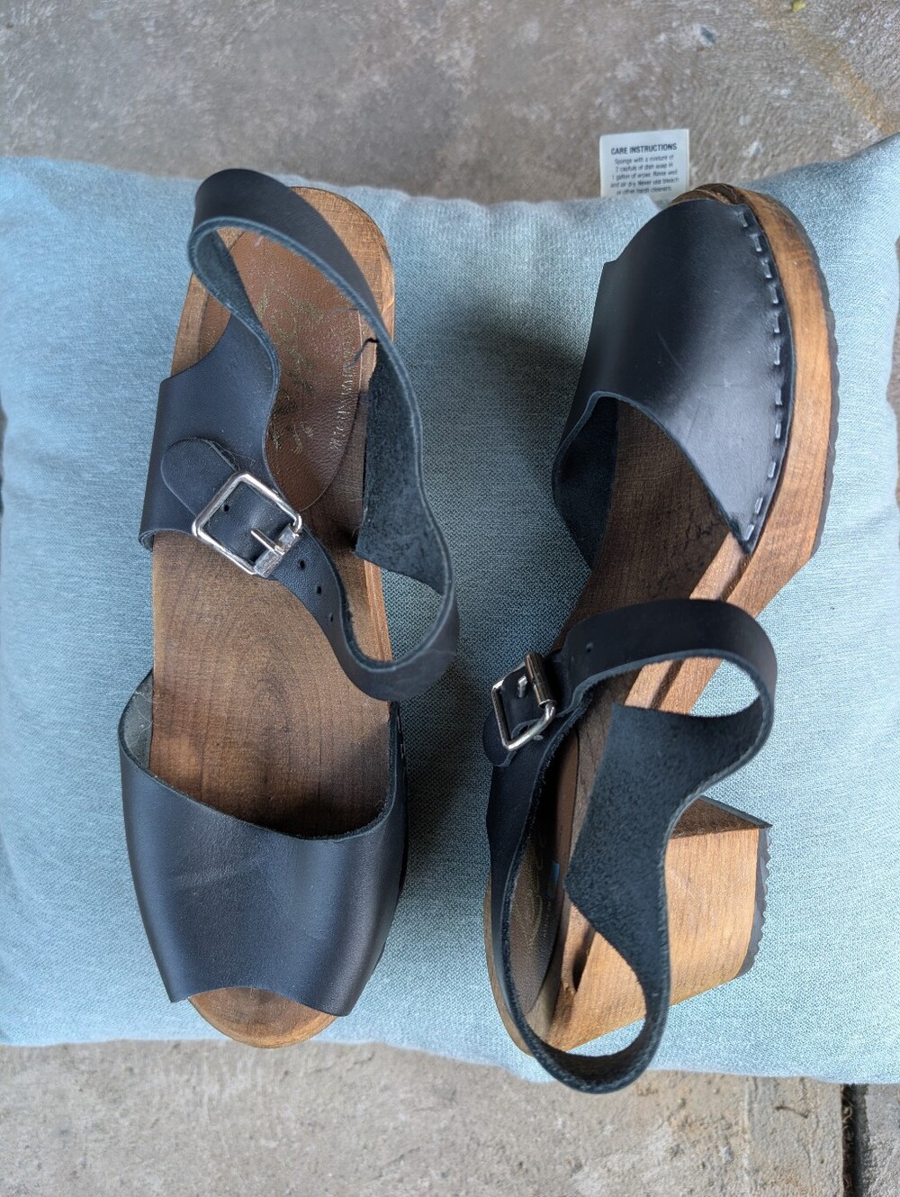 Lotta From Stockholm Black Leather Slingback Clogs